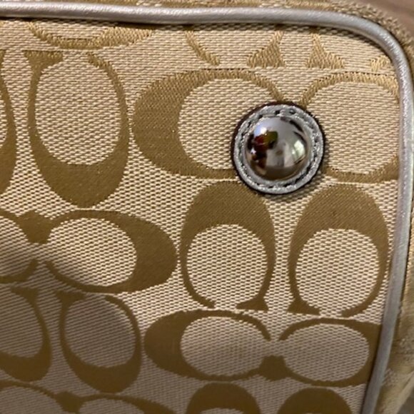 Coach #F17444 Khaki Monogram Canvas Multicolor Leather Stripe Doctors Bag Purse - Picture 12 of 12